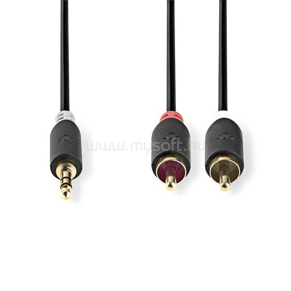 NEDIS CABW22200AT20 sztereo audió kábel 3,5mm sztereo jack - 2x RCA,  Aranyozott,  2 m