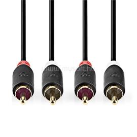 NEDIS CABW24200AT05 sztereo audió kábel 2x RCA apa 2x RCA apa, Aranyozott,  0,50 m , kerek,  Antracit CABW24200AT05 small
