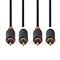 NEDIS CABW24200AT20 sztereo audió kábel 2x RCA apa 2x RCA apa, Aranyozott,  2 m , kerek,  Antracit CABW24200AT20 small
