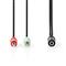 NEDIS CAGB22160BK02 sztereo audio kábel, 2x 3,5 mm jack dugó - 3,5 mm sztereo jack aljzat, 0,20m CAGB22160BK02 small