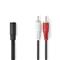 NEDIS CAGB22255BK02 sztereo audio kábel, 2x RCA dugó - 3,5 mm jack aljzat,  0,20m CAGB22255BK02 small
