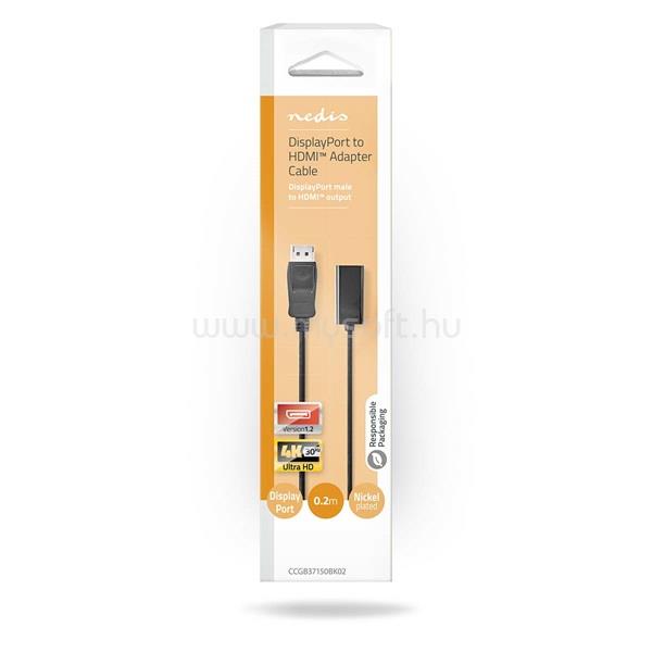 NEDIS CCGB37150BK02 Display - HDMI adapter, 4K@30Hz Nikkelezett 0,20 m