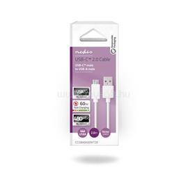 NEDIS CCGB60600WT20 USB-A dugó - USB-C (USB C) dugó kábel, 60W, fehér, 2m CCGB60600WT20 small