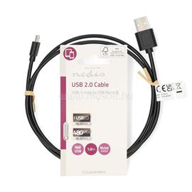 NEDIS CCGL60501BK10 USB micro B (micro USB)kábel, USB 2.0  USB-A dugó  USB Micro-B dugó  7,5 W 480 Mbps. 1m CCGL60501BK10 small