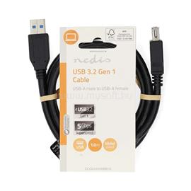 NEDIS CCGL61010BK10 USB kábel, USB 3.2 Gen 1, USB-A apa USB-A anya, 5 Gbps, Nikkelezett, 1,00 m,  kerek,  PVC, CCGL61010BK10 small