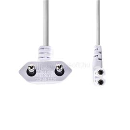 NEDIS CEGL11055WT30 tápkábel, Euro apa| IEC-320-C7 | Szögletes | szögben balra | Nikkelezett | 3,00 m | Fehér | PVC | CEGL11055WT30 small