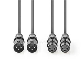 NEDIS COTH15030GY30 félprofi XLR audió kábel, 2 x XLR 3p dugó - 2 x XLR 3p aljzat, 3m, rugalmas COTH15030GY30 small