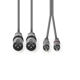 NEDIS COTH15210GY15 félprofi XLR audió kábel, 2x XLR 3 tűs dugó - 2x RCA dugó, 1,5m COTH15210GY15 small
