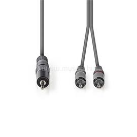 NEDIS COTH22200GY15 félprofi audio kábel, 3,5mm sztero jack dugó - 2 x RCA dugó, 1.5m, rugalmas COTH22200GY15 small