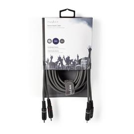 NEDIS COTH24200GY50 sztereo audió kábel, 2x RCA apa 2x RCA apa, Nikkelezett,  5 m, kerek, Sötétszürke COTH24200GY50 small