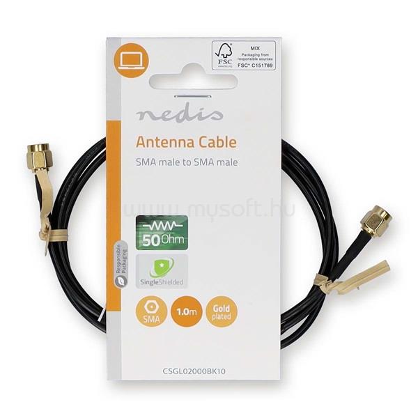 NEDIS CSGL02000BK10 SMA kábel, Aranyozott, 50 Ohm, Egyetlen árnyékolt,  1,00 m, kerek, PVC, Fekete
