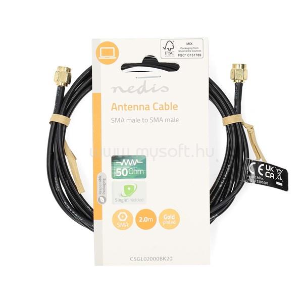 NEDIS CSGL02000BK20 SMA kábel, Aranyozott, 50 Ohm, Egyetlen árnyékolt,  2,00 m, kerek, PVC, Fekete