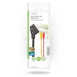 NEDIS CVGP31130BK10 SCART kábel, 3x RCA apa Nikkelezett, Kapcsolható, 480p, 1,00 m, kerek, PVC, Fekete CVGP31130BK10 small