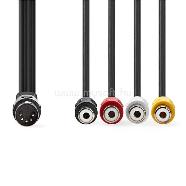 NEDIS DIN audio kábel, DIN 5 tűs dugó | 4x RCA aljzat, 0,20m, CAGL20450BK02