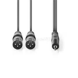 NEDIS félprofi XLR audió kábel COTH15310GY15, 2x XLR 3 tűs dugó | 3,5 mm sztereó jack dugó, 1,5m COTH15310GY15 small