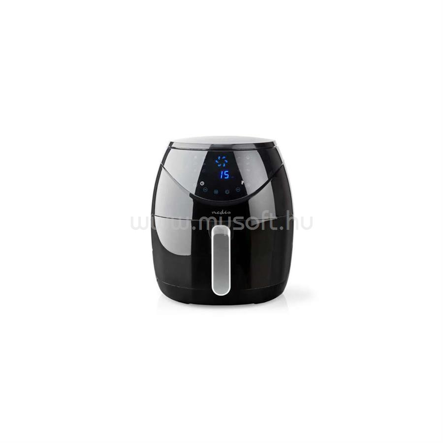 NEDIS KAAF250EBK XXL forrólevegős sütő, 6,5L, akár 1,4 kg krumpli is süthető,  1800W, digitális kezelőpanel, 12 program