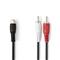 NEDIS sztereó audio kábel, 1x RCA aljzat - 2x RCA dugó, 0,20m, CAGB24020BK0 CAGB24020BK02 small
