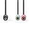 NEDIS sztereó audio kábel, CAGP22150BK02, 3,5 mm-es dugó 2x 3,5 mm-es anya Nikkelezett 0,20 m Kerek Fekete Boríték CAGP22150BK02 small
