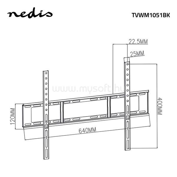 NEDIS TVWM1051BK LCD TV / monitor fali tartó fix 37 - 70 "  Max. teherbírás: 35 kg,  Min. faltávolság: 23 mm