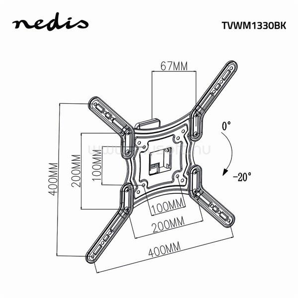 NEDIS TVWM1330BK LCD TV / monitor fali tartó konzol 23 - 55 " Max. teherbírás: 30 kg, dönthető, forgatható