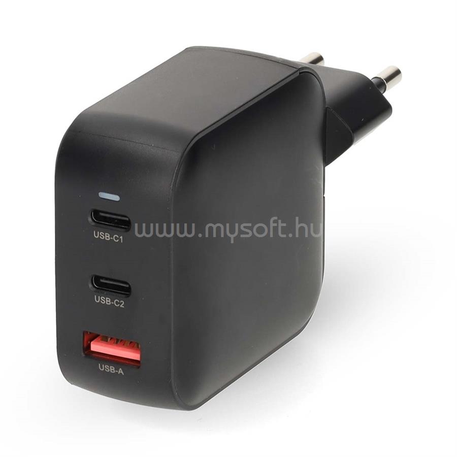 NEDIS WGCHA100WBK töltő 100 W, GaN, PD3.0, QC 2,5 / 3,0 / 5,0 A, Kimenetek száma: 3, USB-A / 2x USB-C, fekete