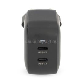 NEDIS WGCHA45WBK töltő 45 W | GaN | PD3.0, Gyorstöltési funkció, 2,25 / 3,0 A, 2x USB-C, Automatikus feszültségválasztás WGCHA45WBK small