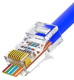 NESTRON UTP RJ45 csatlakozó; Cat5e; átfűzhető; fali és patch kábelekhez; 100 db/csomag NPN-RJ45-1C5PTU-PC100 small