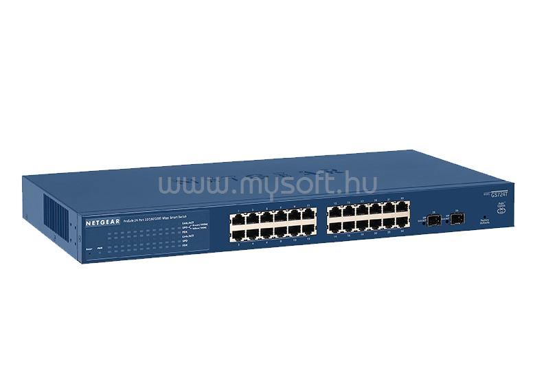 NETGEAR GS724T-400EUS ProSafe 24-Port Gigabit Smart Switch v4 with 2 x shared SFP - Rackmount - fanless