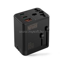 NEWELL GAN gyorstöltő adapter utazáshoz, 65W, AC aljzat, 1 db USB-A port 2 db USB-C port, kivehető dugók NL3821 small