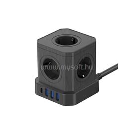 NEWELL GaN Power Cube 9 in 1 töltő / hosszabító, 9 készülékhez, 5 konnektor + 3 USB-A port + 1 USB-C port, 4000W (fekete) NL4387 small