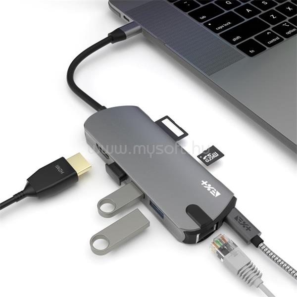 NEXTONE PD-PRO-HUB USB-C Pro többportos szürke adapter