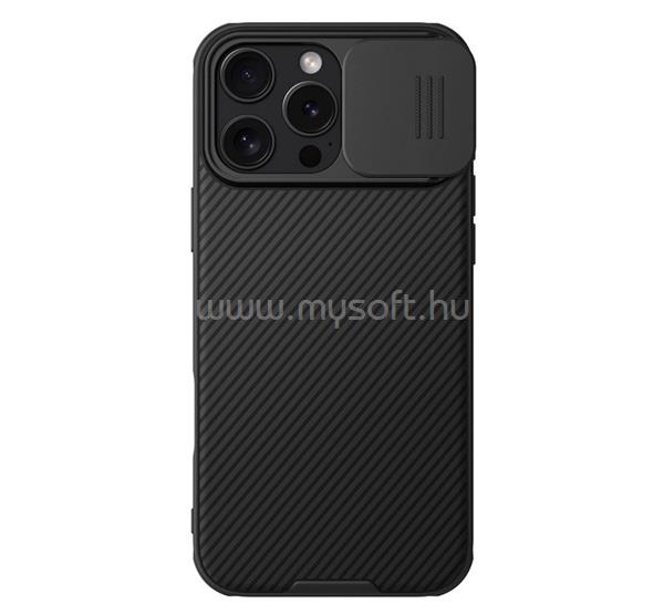 NILLKIN iPhone 16 Pro Max CAMSHIELD PRO szilikon telefonvédő ütésállóság, csíkos, FEKETE