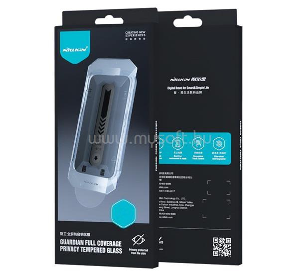 NILLKIN iPhone 16 NILLKIN GUARDIAN képernyővédő üveg 2.5D, 9H + segédkeret, FEKETE