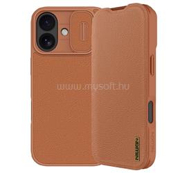 NILLKIN iPhone 17 NILLKIN QIN PRO tok álló, bőr hatású FLIP, kameravédő, VILÁGOSBARNA GP-176567 small