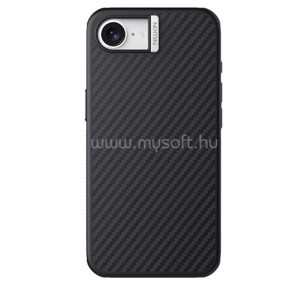 NILLKIN iPhone 17e / 16e SYNTHETIC FIBER PRO műanyag telefonvédő aramid bevonat, MagSafe, FEKETE/EZÜST