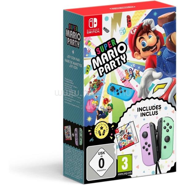NINTENDO Super Mario Party Switch játékszoftver + Joy-Con pasztell rózsaszín/zöld kontroller pár