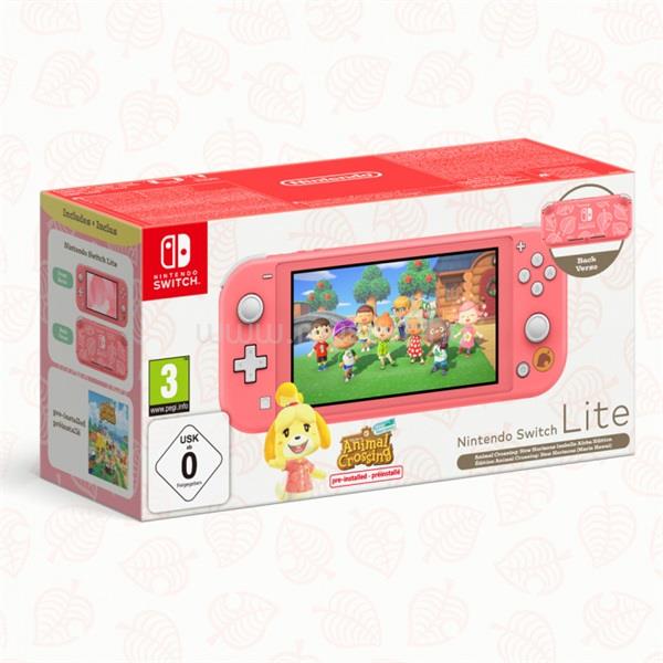 NINTENDO Switch Lite coral + Animal Crossing New Horizons játékkonzol csomag