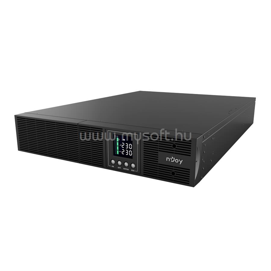 NJOY 3000VA - Aster 3K Szünetmentes Tápegység (8x IEC C13, On-line, RS232, USB, szoftver, LCD kijelző, 2U rack)
