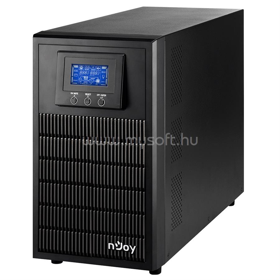 NJOY 3000VA - Aten Pro 3000 Szünetmentes Tápegység (4 Schuko, USB/RS-232, On-line, szinuszhullám, generátor támogatás, Eco mód)