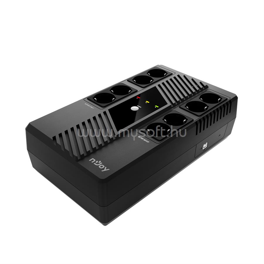 NJOY 600VA - Token 600 Szünetmentes Elosztósor (2x4 Schuko, line-interaktív, HID USB, túlfeszültség védett, fekete)