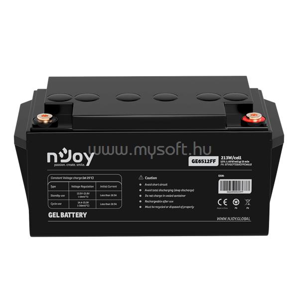 NJOY GE6512FF akkumulátor (12V/65Ah, T6, zárt, gondozás mentes, GEL)