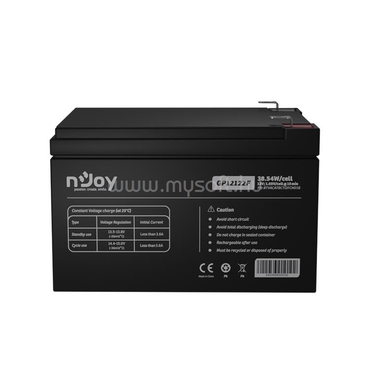 NJOY Szünetmentes akkumulátor - GP12122F (12V/12Ah, T2/F2, zárt, gondozásmentes, AGM)