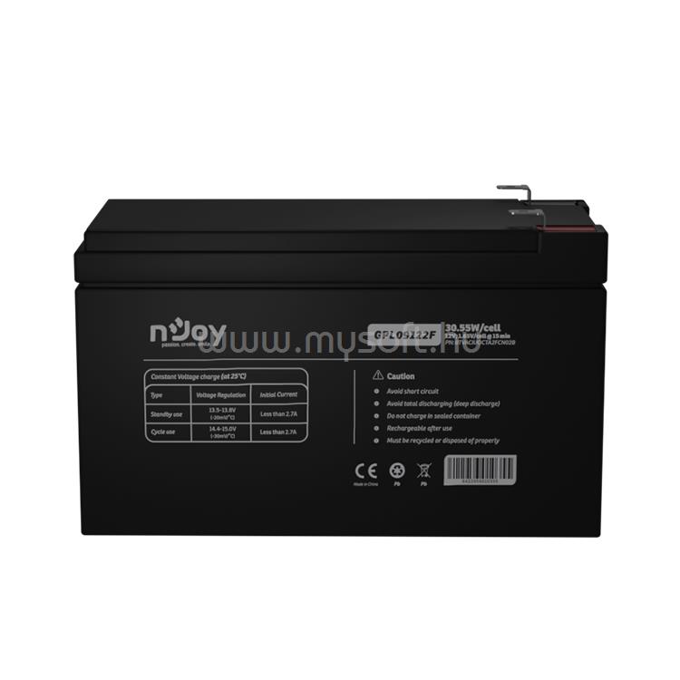 NJOY GPL09122F szünetmentes akkumulátor (12V/9Ah, Long-life, T2/F2, zárt, gondozás mentes, AGM)