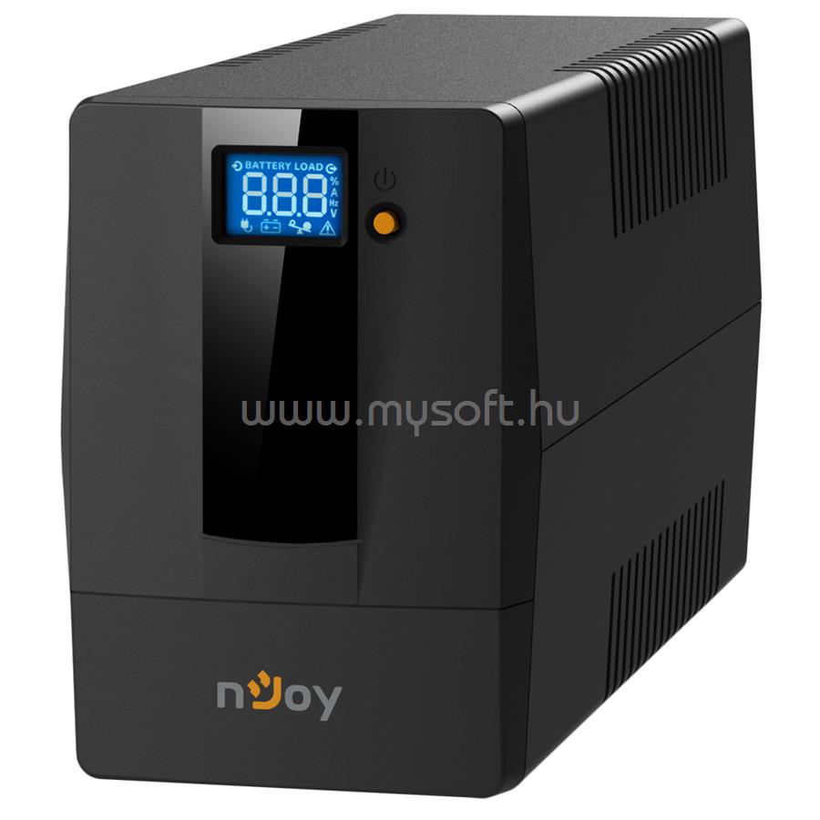 NJOY UPS + AVR Horus Plus 600, 600VA, 360W, Line-Interactive, Szünetmentes tápegység, LCD Touch display