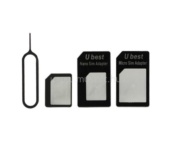 NOOSY SIM adapter Nano SIM kártyát Micro SIM és normál méretű kártyára alakítja át, kártya kiemelő, FEKETE