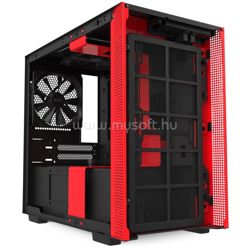 NZXT H210 Matt fekete/piros (Táp nélküli) ablakos mini-ITX ház