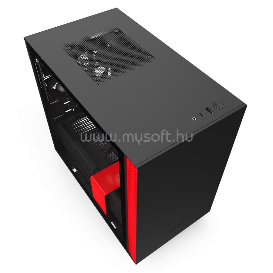 NZXT H210i CA-H210I-BR Matt fekete/piros (Táp nélküli) mini-ITX ház
