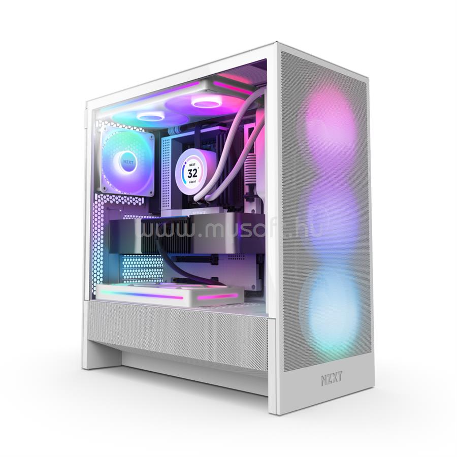NZXT H5 Flow RGB (2024) matt fehér (táp nélküli) ablakos E-ATX ház
