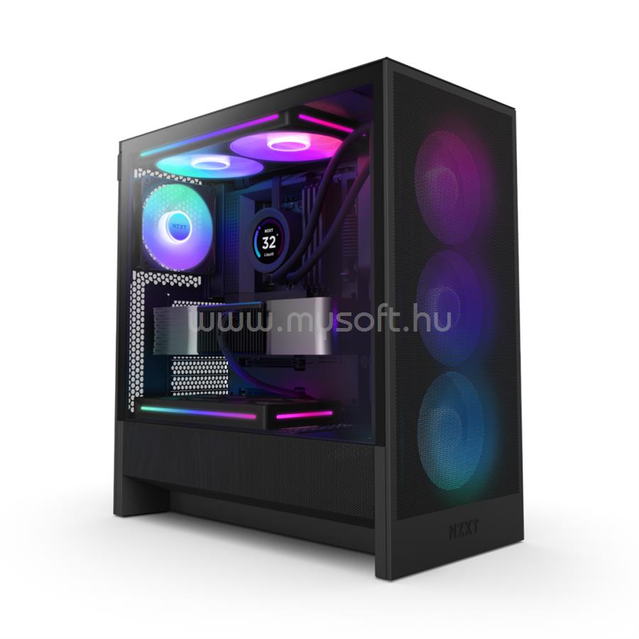 NZXT H5 Flow RGB (2024) matt fekete (táp nélküli) ablakos E-ATX ház