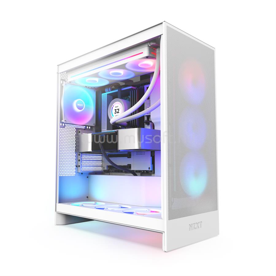 NZXT H7 Flow RGB feehér (táp nélküli) ablakos E-ATX ház